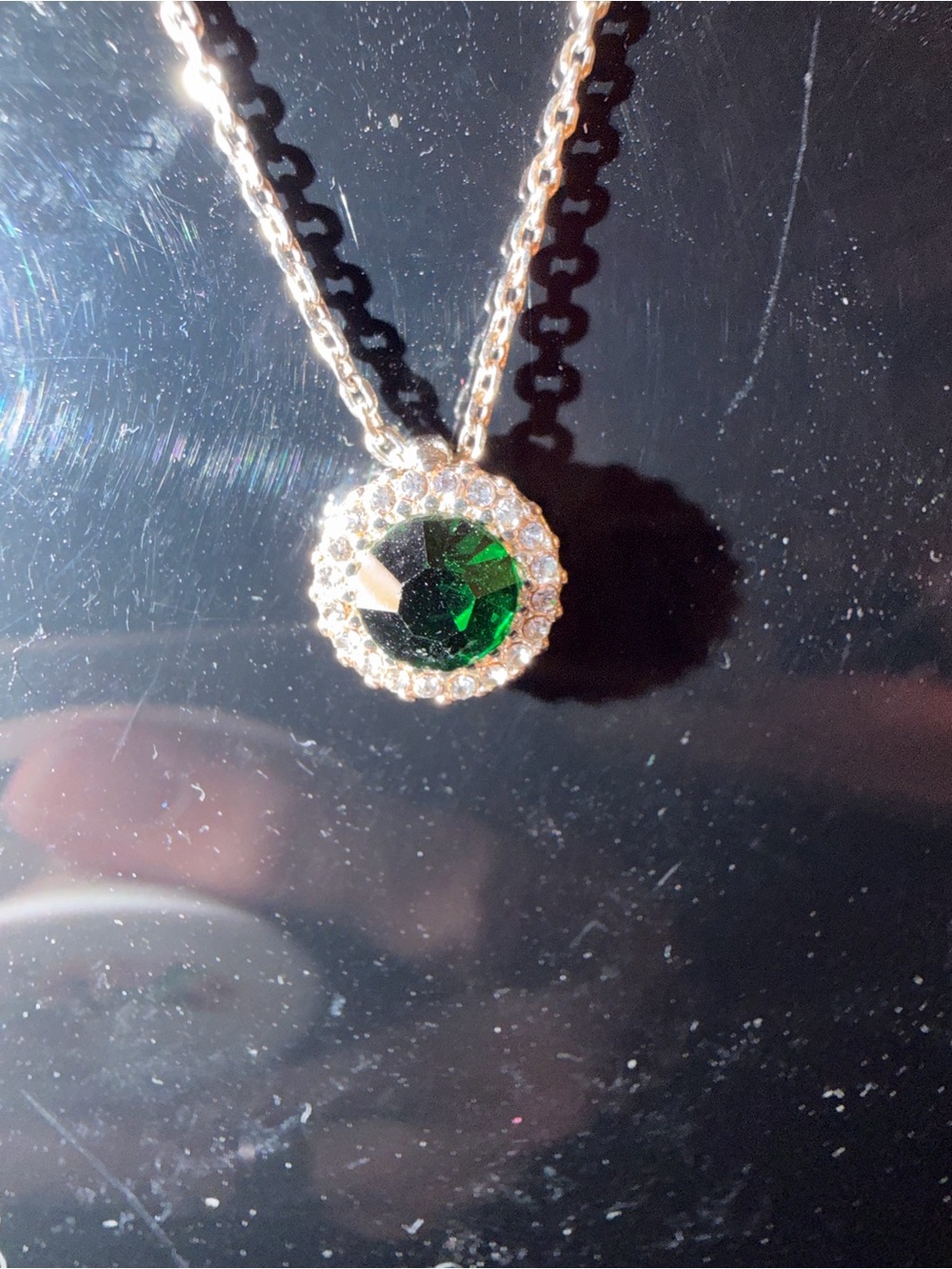 Lauren Conrad Emerald Green Crystal Halo Pendant Necklace